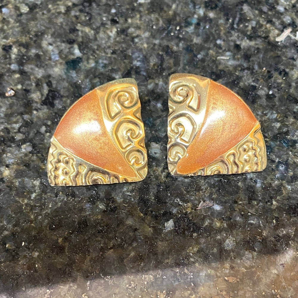 Elegant Vintage Edgar Berebi Gold and Copper brown Earrings
